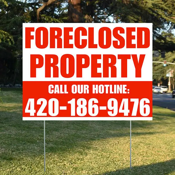 Real Estate - Foreclosed Property - Plain White Chili Red Design YardSigns.com