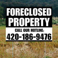 Real Estate - Foreclosed Property - Plain Black White Design YardSigns.com