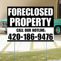 Real Estate - Foreclosed Property - Plain Black White Design YardSigns.com