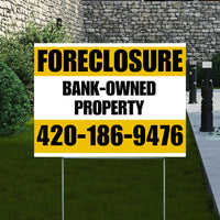 Real Estate - Foreclosure - Bank Owned Property - Plain White Mustard Gold Design YardSigns.com