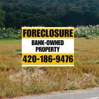 Real Estate - Foreclosure - Bank Owned Property - Plain White Mustard Gold Design YardSigns.com