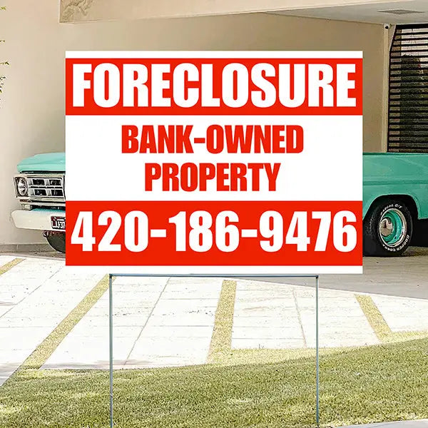 Real Estate - Foreclosure - Bank Owned Property - Plain White Chili Red Design YardSigns.com