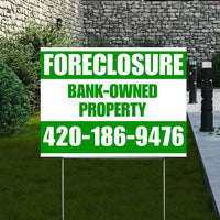 Real Estate - Foreclosure - Bank Owned Property - Plain Green White Design YardSigns.com