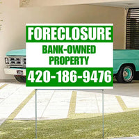 Real Estate - Foreclosure - Bank Owned Property - Plain Green White Design YardSigns.com