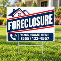 Real Estate - Foreclosure - Navy Red Diagonal YardSigns.com