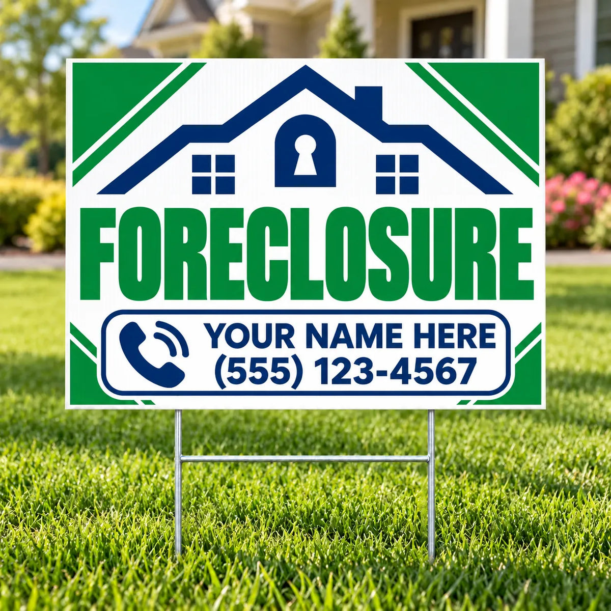 Real Estate - Foreclosure - Green Property Outline YardSigns.com