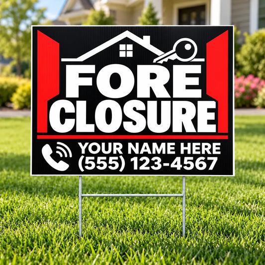 Real Estate - Foreclosure - Red Black Stripes YardSigns.com