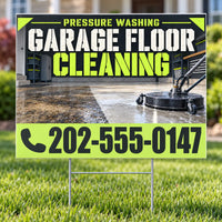 Pressure Washing - Garage Floor Cleaning Yard Sign - Graphite & Lime - 24 x 18