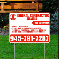 General Contractor Services - Project Management, Permit and Inspection Management, Plumbing, Electrical, and HVAC Services, Design and Architecture Consultation with Free Estimate - Plain White Chili Red Design YardSigns.com