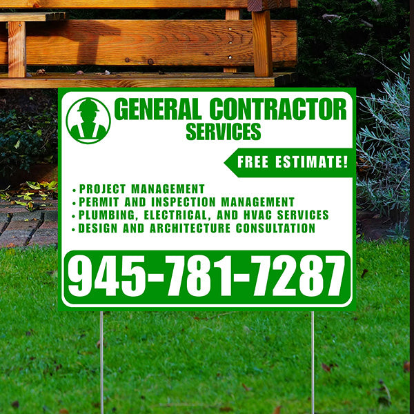 General Contractor Services - Project Management, Permit and Inspection Management, Plumbing, Electrical, and HVAC Services, Design and Architecture Consultation with Free Estimate - Plain White Green Design