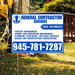 General Contractor Services - Project Management, Permit and Inspection Management, Plumbing, Electrical, and HVAC Services, Design and Architecture Consultation with Free Estimate - Plain White Blue Design YardSigns.com