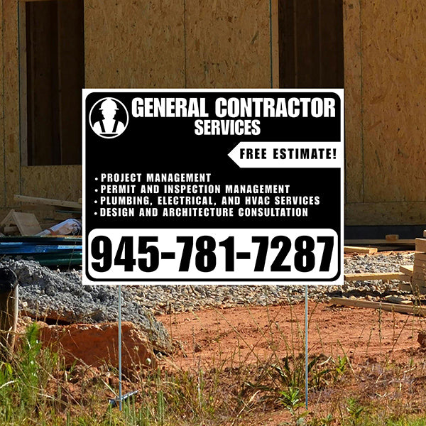 General Contractor Services - Project Management, Permit and Inspection Management, Plumbing, Electrical, and HVAC Services, Design and Architecture Consultation with Free Estimate - Plain Black White Design