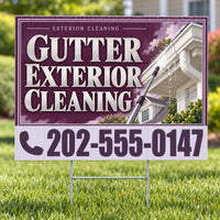 Pressure Washing - Gutter Exterior Cleaning Yard Sign - Plum & Silver - 24 x 18