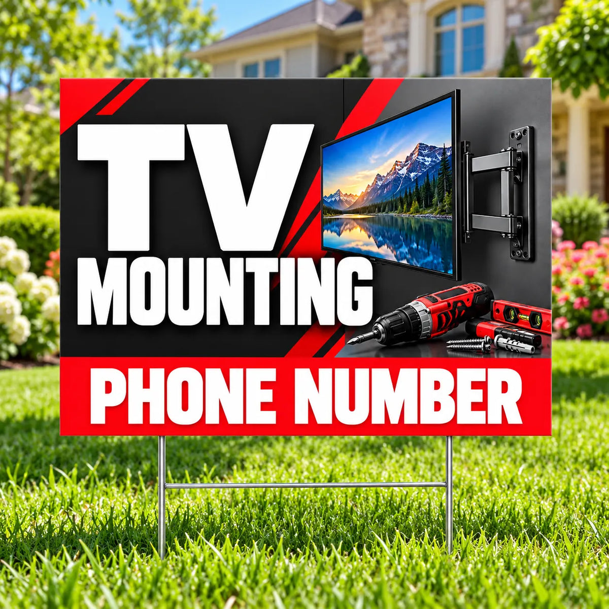 Handyman Services - TV Mounting - Red YardSigns.com