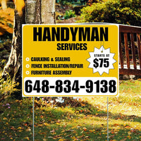 Handyman Services - Caulking & Sealing, Fence Installation, Furniture Assembly - Plain Mustard Gold White Design YardSigns.com