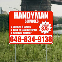 Handyman Services - Caulking & Sealing, Fence Installation, Furniture Assembly - Plain Chili Red White Design YardSigns.com