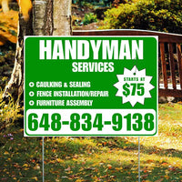 Handyman Services - Caulking & Sealing, Fence Installation, Furniture Assembly - Plain White Green Design YardSigns.com