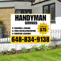 Handyman Services - Caulking & Sealing, Fence Installation, Furniture Assembly - Plain White Mustard Gold Design YardSigns.com