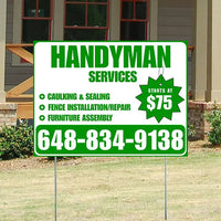 Handyman Services - Caulking & Sealing, Fence Installation, Furniture Assembly - Plain Green White Design YardSigns.com
