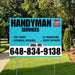 Handyman Signs - Fix Leaks, Tv Mounting, Drywall Repair, Door Repairs - Steel Aqua Blue White with Logo Design YardSigns.com