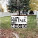 Home Sale Yard Sign - Plain White Black - Right Arrow with Logo Design YardSigns.com