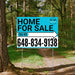 Home Sale Yard Sign - Plain Aqua Blue White - Right Arrow with Logo Design YardSigns.com