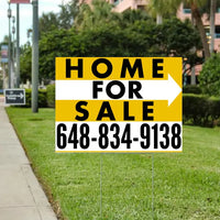 Home Sale Yard Sign - Plain Mustard Gold White - Right Arrow Design YardSigns.com