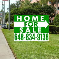 Home Sale Yard Sign - Plain Green White - Right Arrow Design YardSigns.com