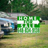 Home Sale Yard Sign - Plain Green White - Right Arrow Design YardSigns.com