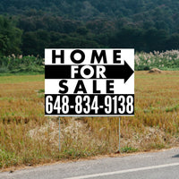 Home Sale Yard Sign - Plain White Black - Right Arrow Design YardSigns.com