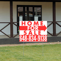 Home Sale Yard Sign - Plain White Red- Right Arrow Design YardSigns.com
