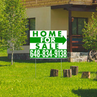 Home Sale Yard Sign - Plain White Green - Right Arrow Design YardSigns.com