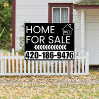 Home Sale Yard Sign - Plain Black White - Left Arrow Design YardSigns.com