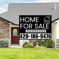 Home Sale Yard Sign - Plain Black White - Left Arrow Design YardSigns.com