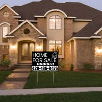 Home Sale Yard Sign - Plain Black White - Left Arrow Design YardSigns.com
