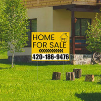 Home Sale Yard Sign - Plain Mustard Gold White - Left Arrow Design YardSigns.com