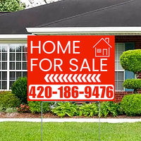 Home Sale Yard Sign - Plain Chili Red White - Left Arrow Design YardSigns.com