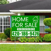 Home Sale Yard Sign - Plain Green White - Left Arrow Design YardSigns.com