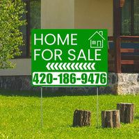 Home Sale Yard Sign - Plain Green White - Left Arrow Design YardSigns.com