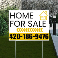 Home Sale Yard Sign - Plain White Mustard Gold - Left Arrow Design YardSigns.com
