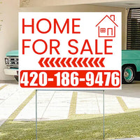 Home Sale Yard Sign - Plain White Chili Red - Left Arrow Design YardSigns.com