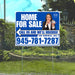 Home For Sale - Arrow with Realtor Image and Logo - Plain White Blue Design - YardSigns.com