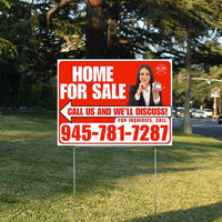Home For Sale - Arrow with Realtor Image and Logo - Plain White Chili Red Design - YardSigns.com