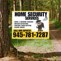 Home Security Services - Door & Window Sensors, Motion Detectors, Control Panel/Keypad, Alarm Sirens - Plain Mustard Gold White Design - YardSigns.com