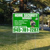 Home Security Services - Door & Window Sensors, Motion Detectors, Control Panel/Keypad, Alarm Sirens - Plain White Green Design - YardSigns.com