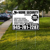Home Security Services - Temperature Sensors, Smoke & Fire Detectors, Police Dispatch Connected, Indoor/Outdoor Security Cameras, Doorbell Cameras - Free Estimates - Plain White Black Design - YardSigns.com