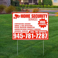 Home Security Services - Temperature Sensors, Smoke & Fire Detectors, Police Dispatch Connected, Indoor/Outdoor Security Cameras, Doorbell Cameras - Free Estimates - Plain White Chili Red Design - YardSigns.com