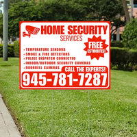 Home Security Services - Temperature Sensors, Smoke & Fire Detectors, Police Dispatch Connected, Indoor/Outdoor Security Cameras, Doorbell Cameras - Free Estimates - Plain White Chili Red Design - YardSigns.com