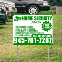 Home Security Services - Temperature Sensors, Smoke & Fire Detectors, Police Dispatch Connected, Indoor/Outdoor Security Cameras, Doorbell Cameras - Free Estimates - Plain White Green Design - YardSigns.com