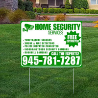 Home Security Services - Temperature Sensors, Smoke & Fire Detectors, Police Dispatch Connected, Indoor/Outdoor Security Cameras, Doorbell Cameras - Free Estimates - Plain White Green Design - YardSigns.com